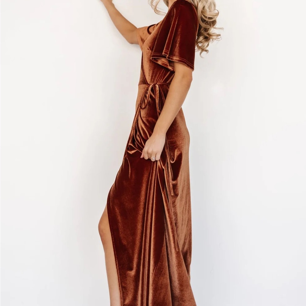 Baltic Born Velvet Wrap Maxi Dress in Copper - Picture 2 of 6